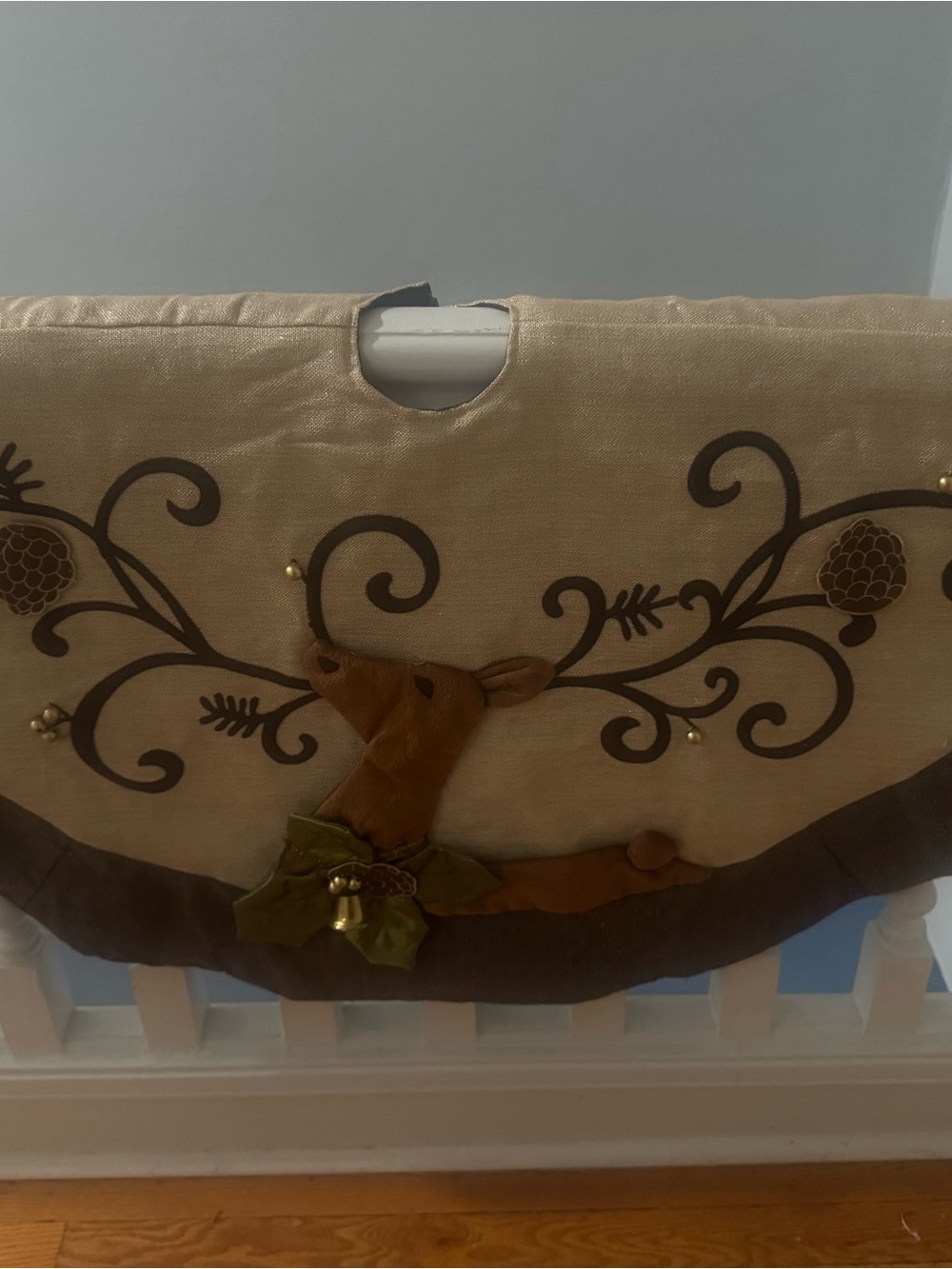 Brown and Cream Deer Applique Nursery Organizer Tote